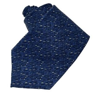 Vintage Free Land Silk Necktie Tie Blue Abstract Geometric Textured Retro Mod